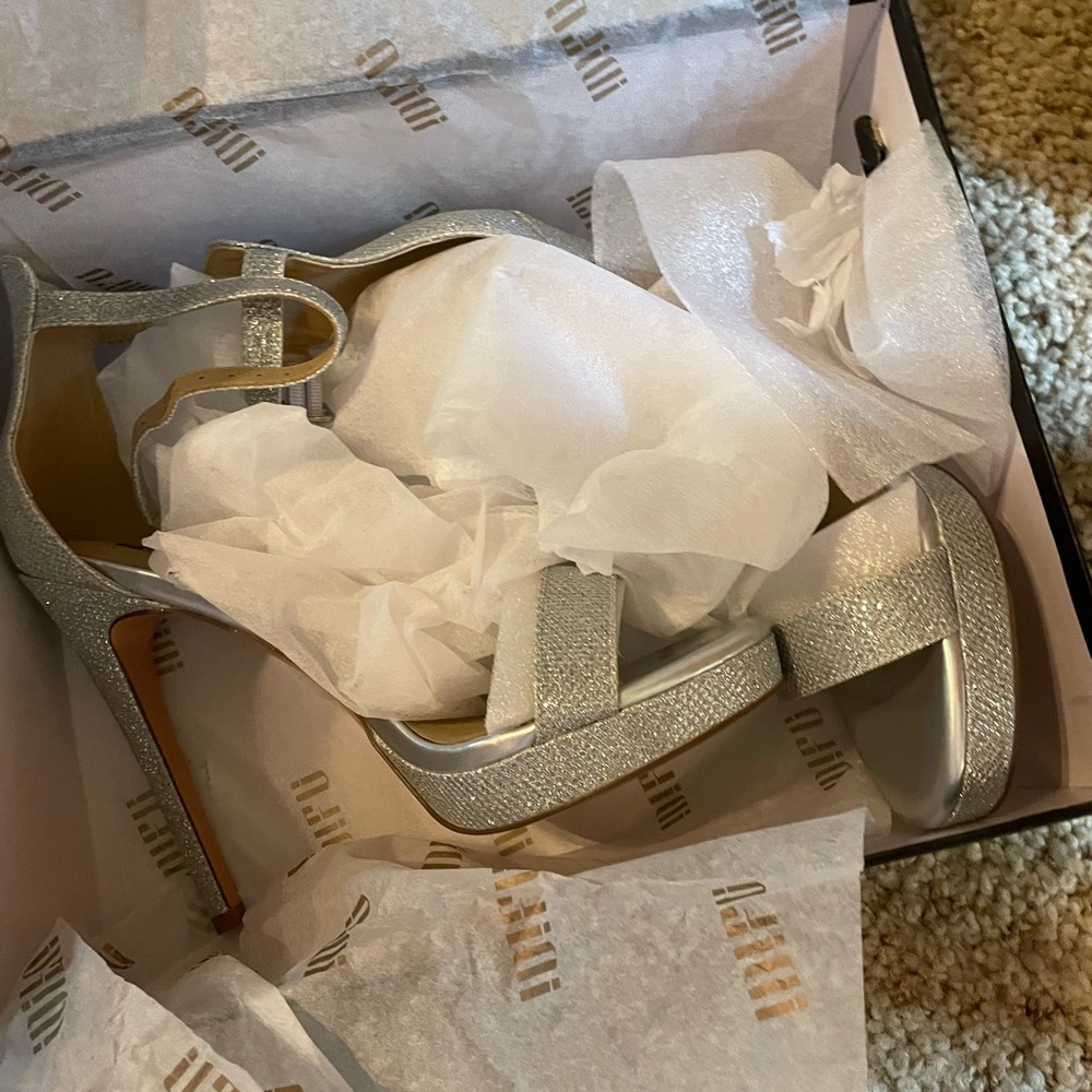 Sparkly silver heels